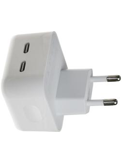 Сетевое зарядное устройство GQ-6, 2 Type-C, 3 А, 35 Вт, белое