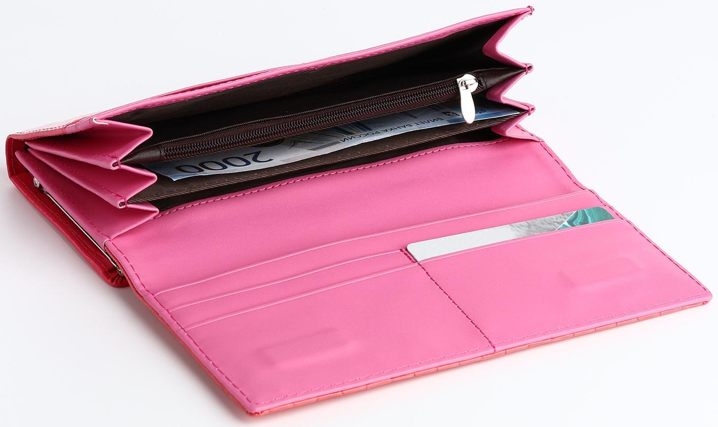 Кошелёк на магните, цвет розовый