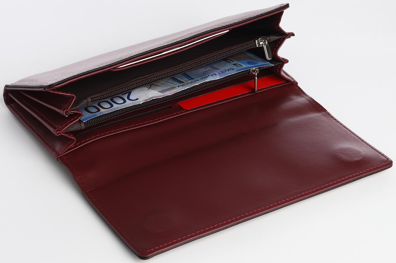 Кошелёк на магните, цвет бордовый
