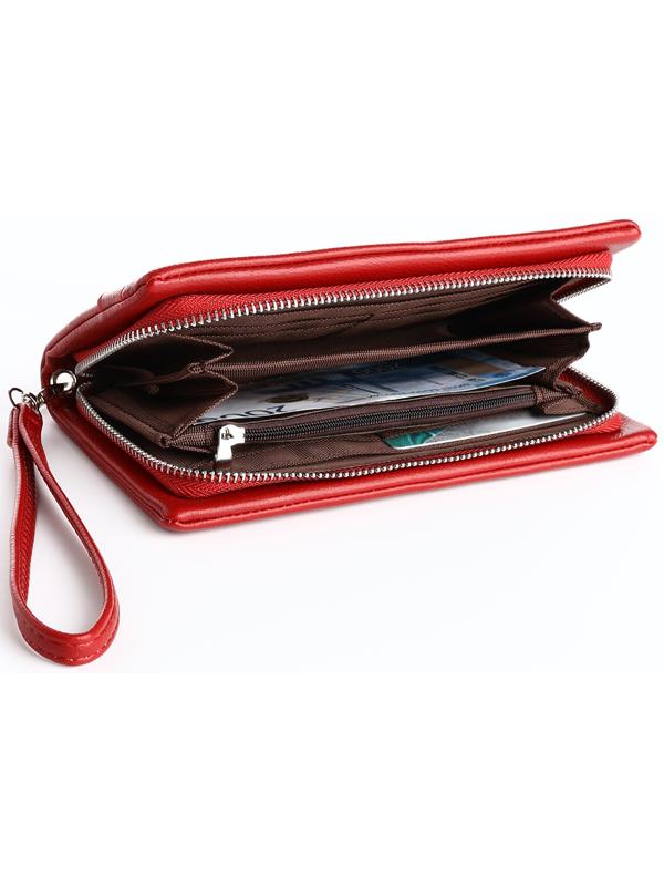 Кошелёк на молнии, цвет красный