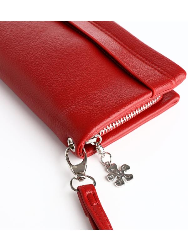 Кошелёк на молнии, цвет красный