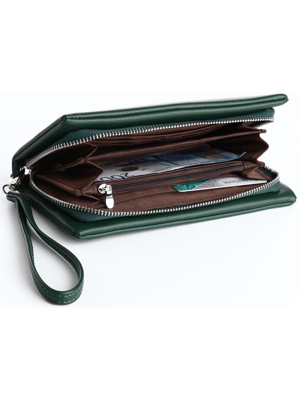 Кошелёк на молнии, цвет зелёный
