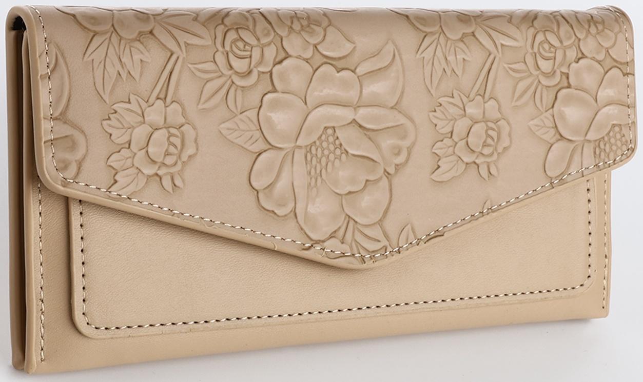 Кошелёк на кнопке, цвет бежевый