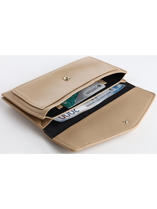 Кошелёк на кнопке, цвет бежевый