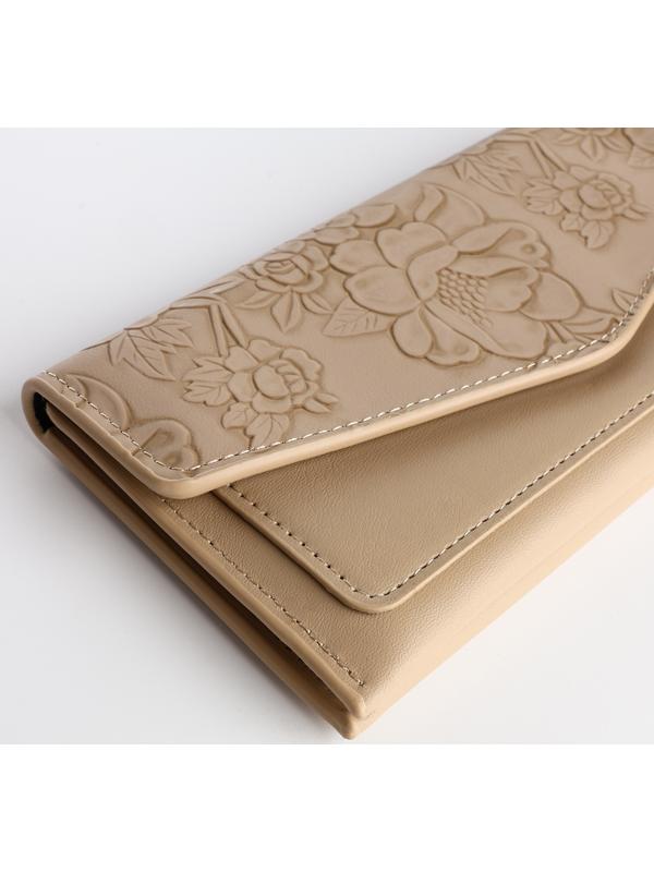 Кошелёк на кнопке, цвет бежевый