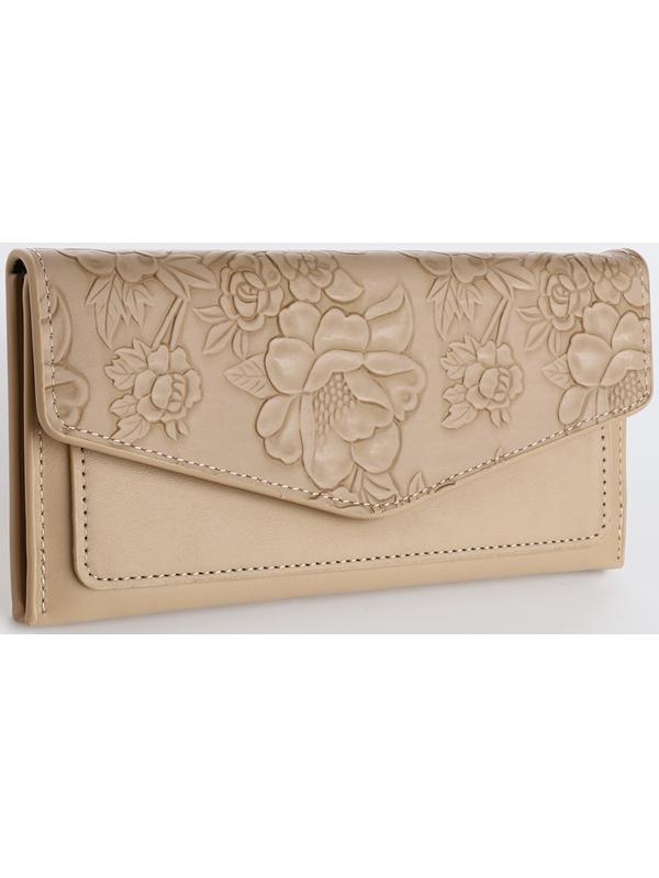 Кошелёк на кнопке, цвет бежевый