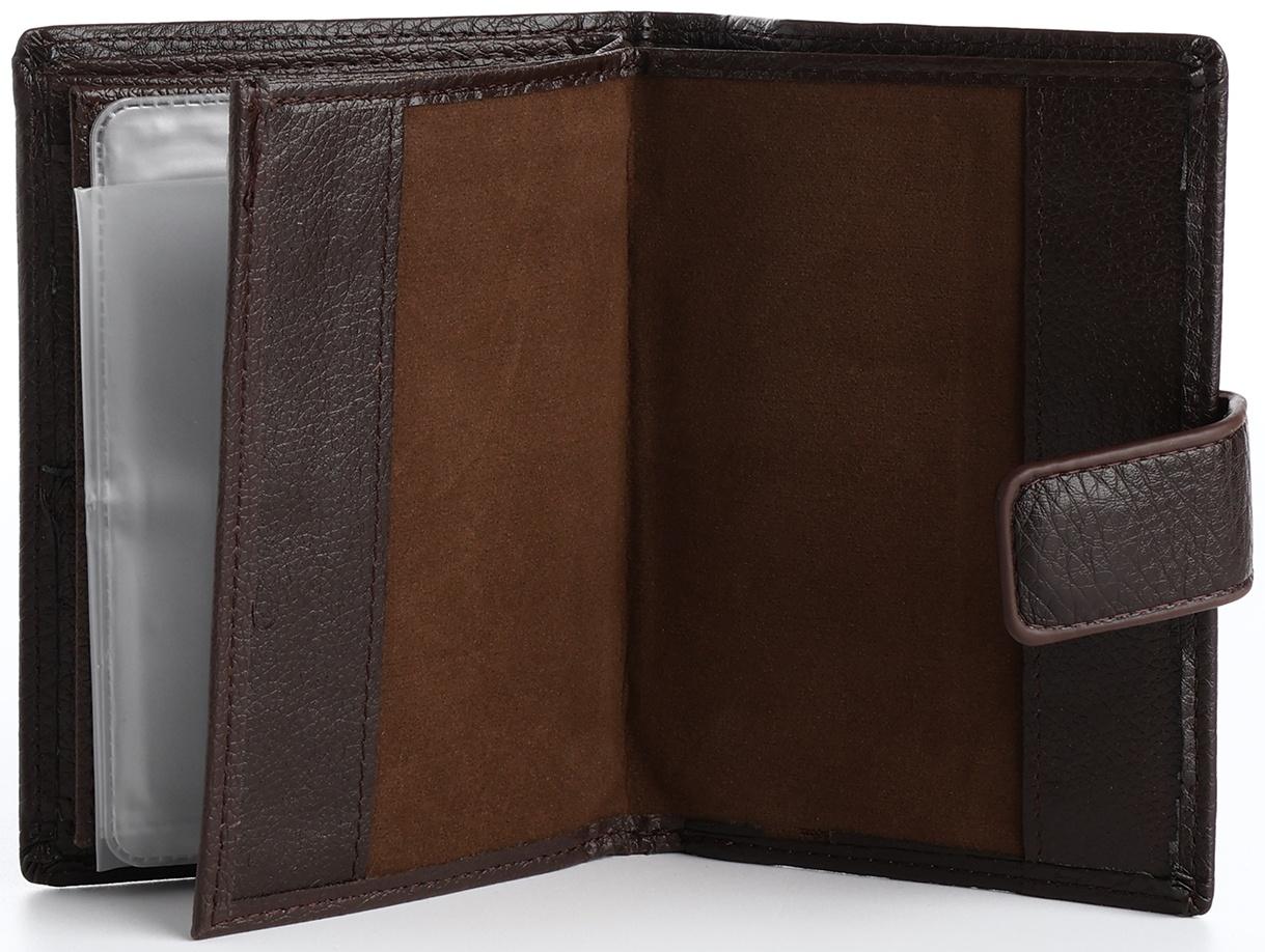 Портмоне на магните 3 в 1, отдел для автодокументов, паспорта, цвет коричневый