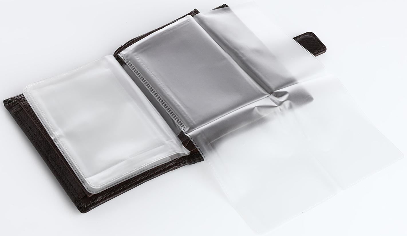 Портмоне на магните 3 в 1, отдел для автодокументов, паспорта, цвет коричневый