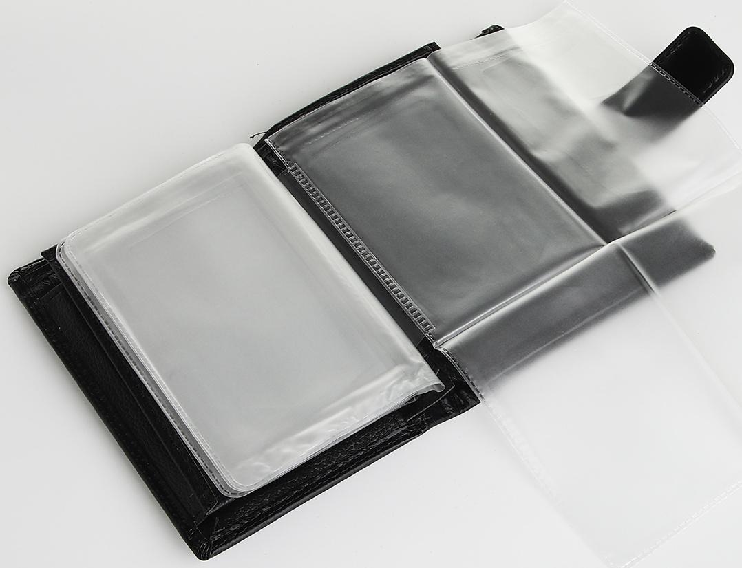 Портмоне на магните 3 в 1, отдел для автодокументов, паспорта, цвет чёрный