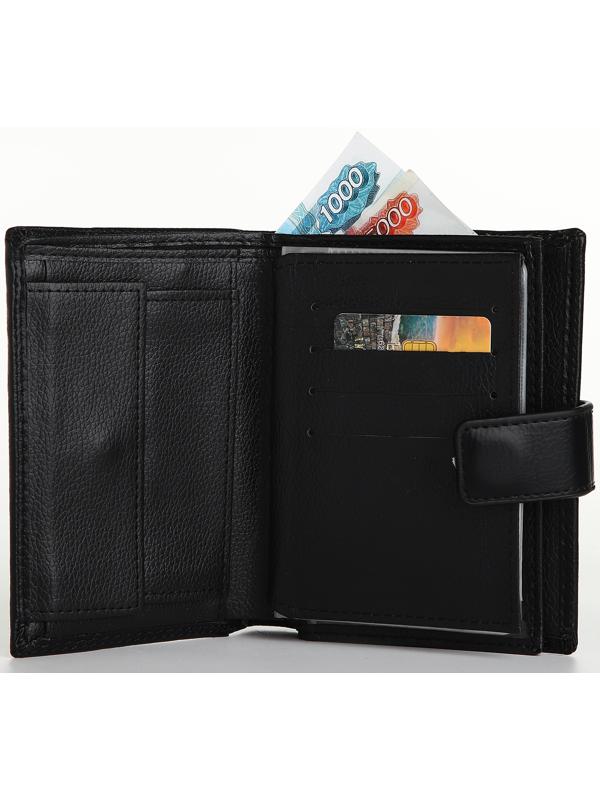 Портмоне на магните 3 в 1, отдел для автодокументов, паспорта, цвет чёрный