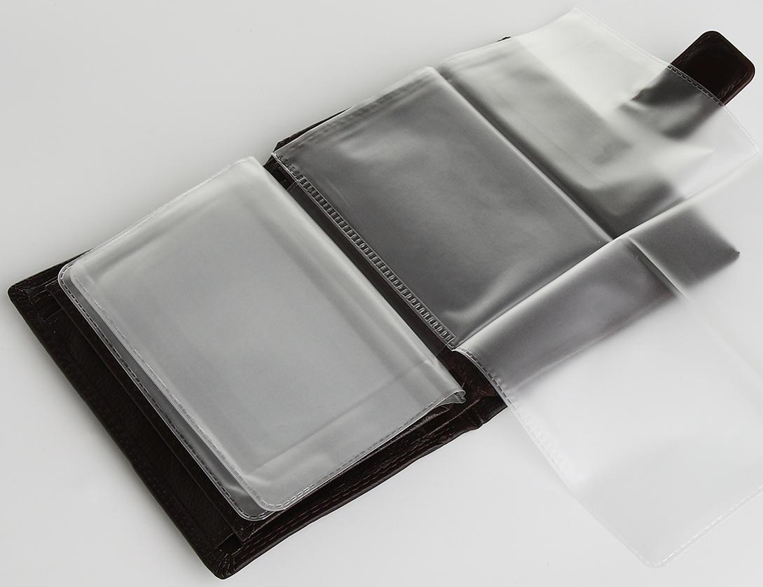 Портмоне на магните 3 в 1, отдел для автодокументов, паспорта, цвет коричневый