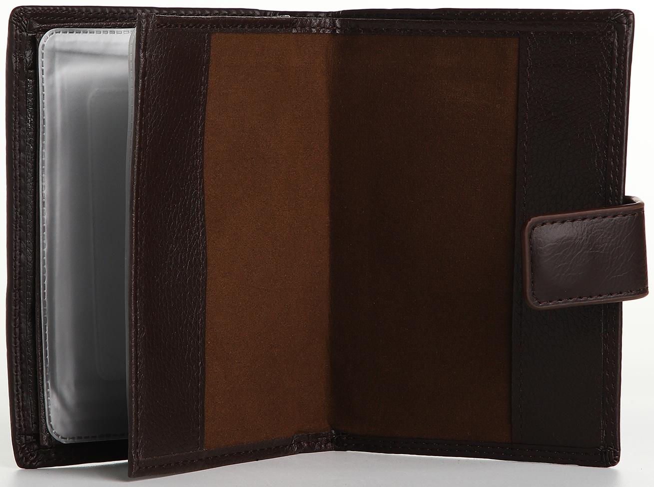 Портмоне на магните 3 в 1, отдел для автодокументов, паспорта, цвет коричневый