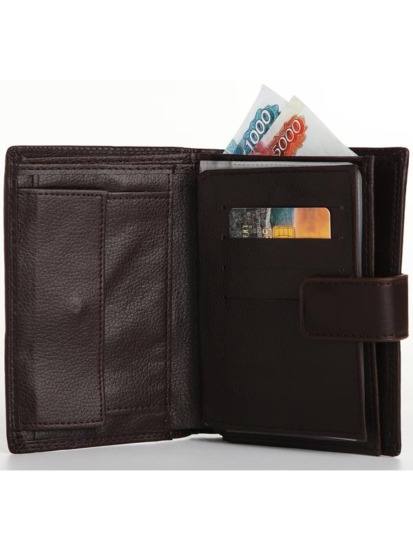 Портмоне на магните 3 в 1, отдел для автодокументов, паспорта, цвет коричневый