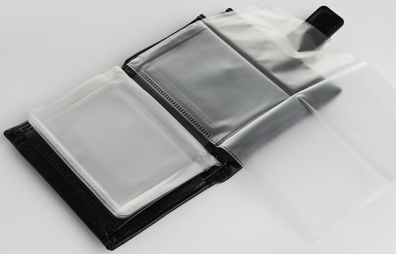 Портмоне на магните 3 в 1, отдел для автодокументов, паспорта, цвет чёрный