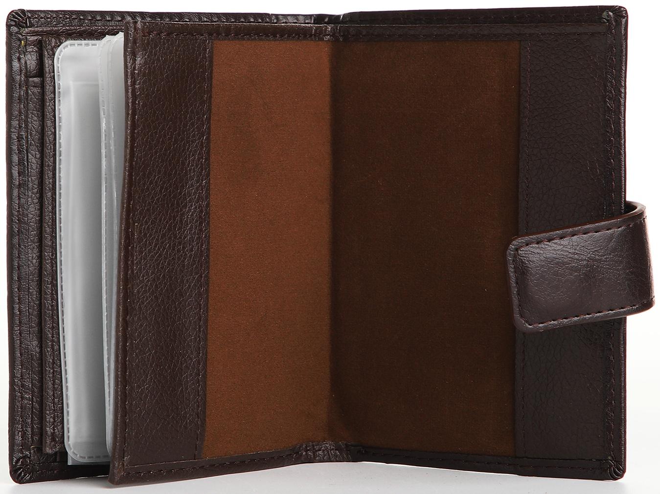 Портмоне на магните 3 в 1, отдел для автодокументов, паспорта, цвет коричневый