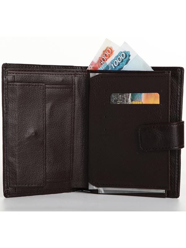 Портмоне на магните 3 в 1, отдел для автодокументов, паспорта, цвет коричневый