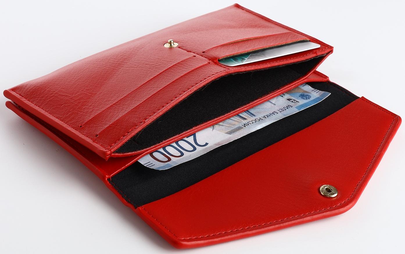 Кошелёк на кнопке, цвет красный