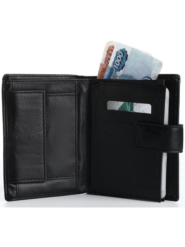 Портмоне на магните 3 в 1, отдел для автодокументов, паспорта, цвет чёрный