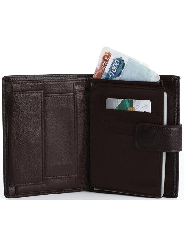 Портмоне на магните 3 в 1, отдел для автодокументов, паспорта, цвет коричневый