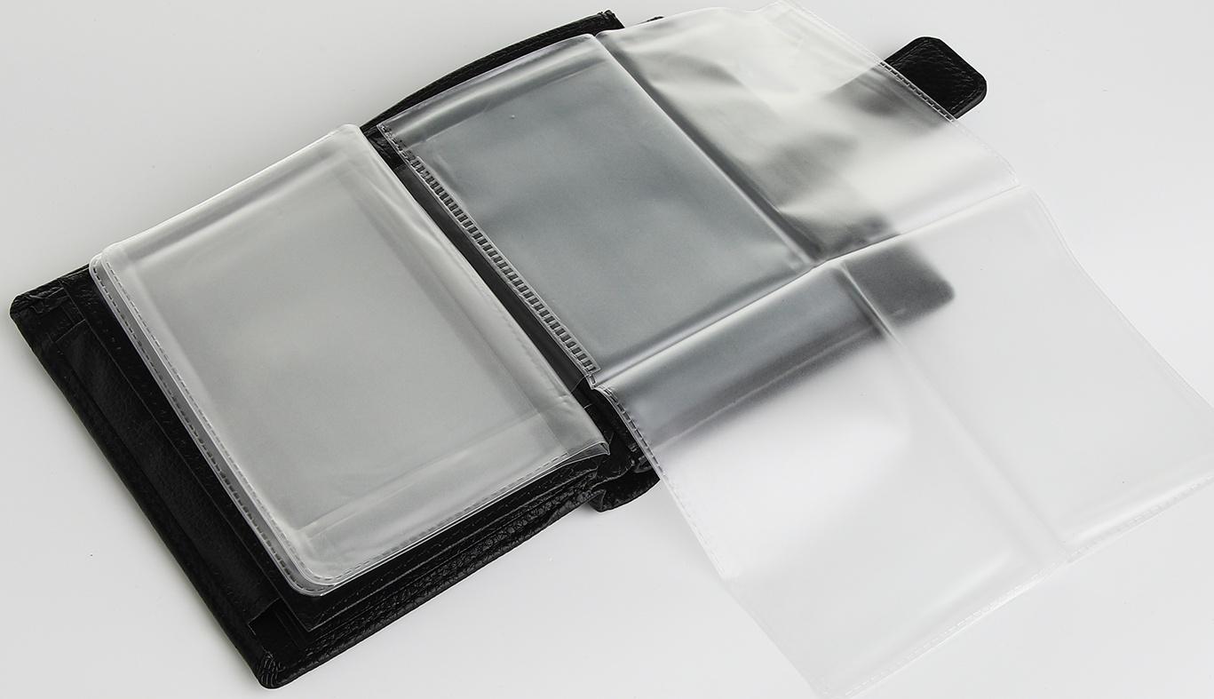 Портмоне на магните 3 в 1, отдел для автодокументов, паспорта, цвет чёрный