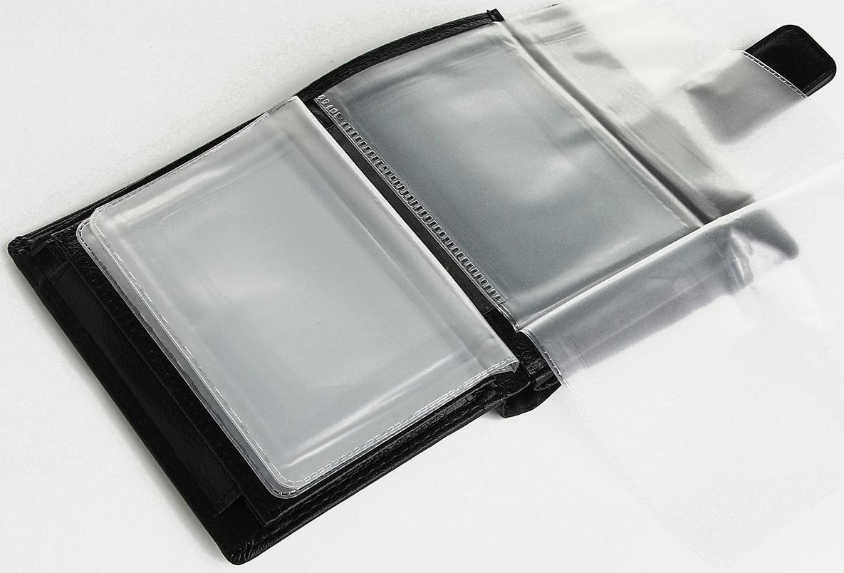 Портмоне на магните 3 в 1, отдел для автодокументов, паспорта, цвет чёрный