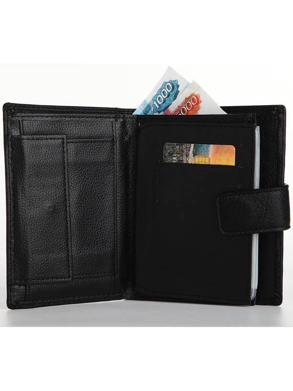 Портмоне на магните 3 в 1, отдел для автодокументов, паспорта, цвет чёрный