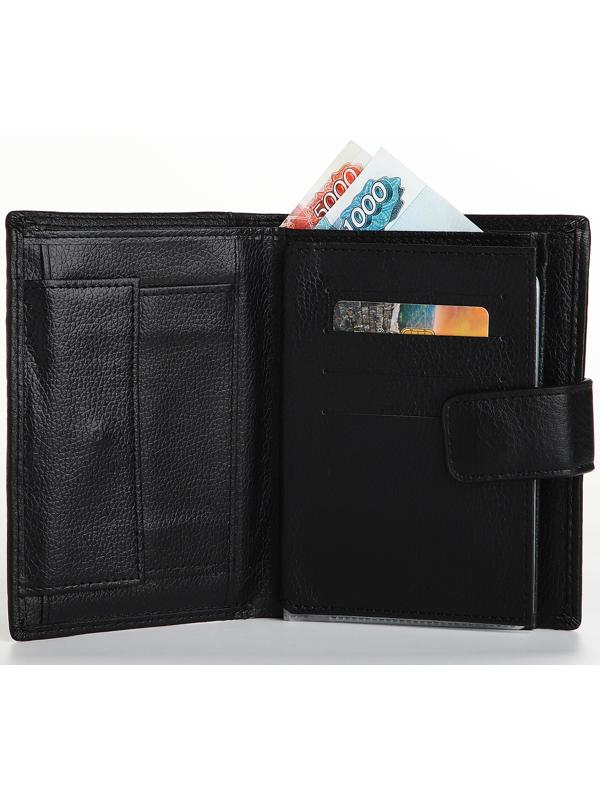 Портмоне на магните 3 в 1, отдел для автодокументов, паспорта, цвет чёрный