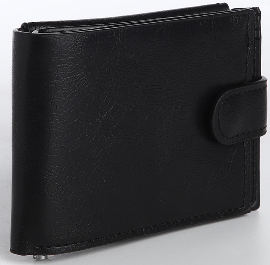 Портмоне на кнопке, цвет чёрный