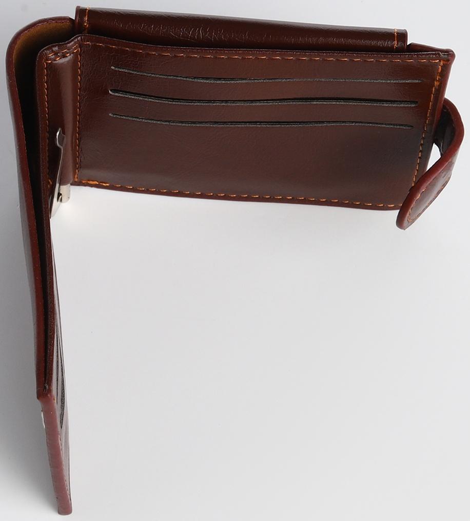 Портмоне на кнопке, цвет коричневый