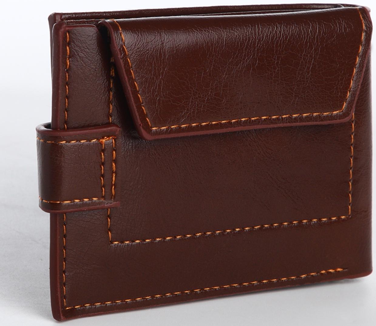 Портмоне на кнопке, цвет коричневый