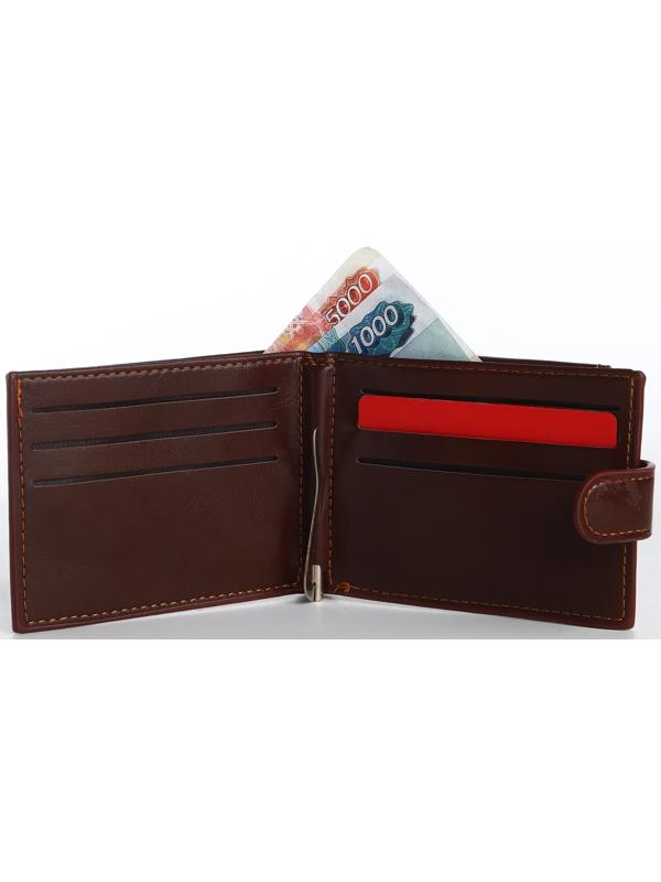 Портмоне на кнопке, цвет коричневый