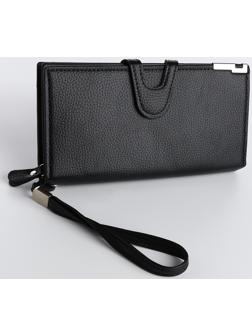 Портмоне на магните, зажим для купюр, отделение для сим-карт, цвет чёрный