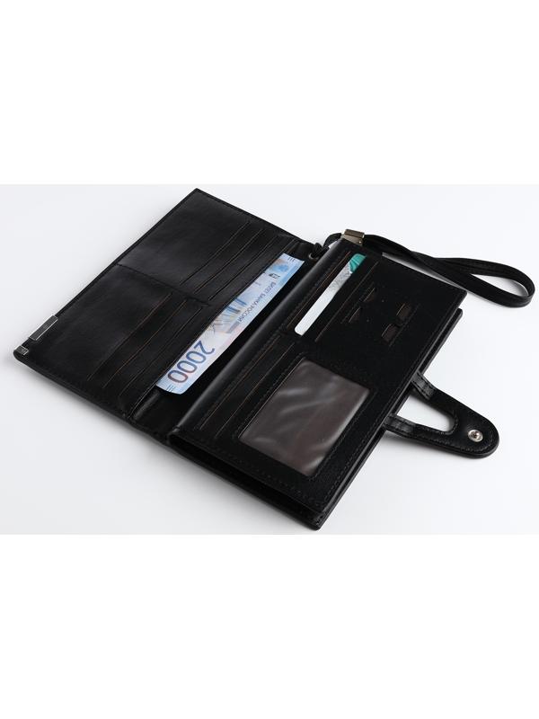 Портмоне на магните, зажим для купюр, отделение для сим-карт, цвет чёрный