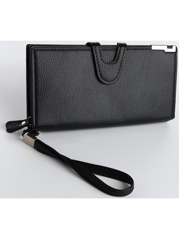 Портмоне на магните, зажим для купюр, отделение для сим-карт, цвет чёрный