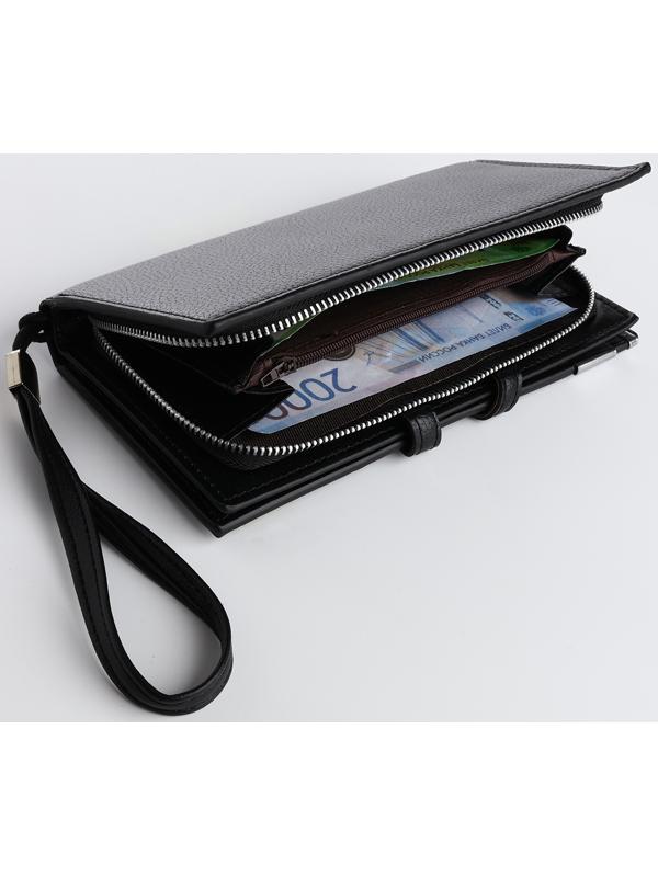 Портмоне на магните, зажим для купюр, отделение для сим-карт, цвет чёрный