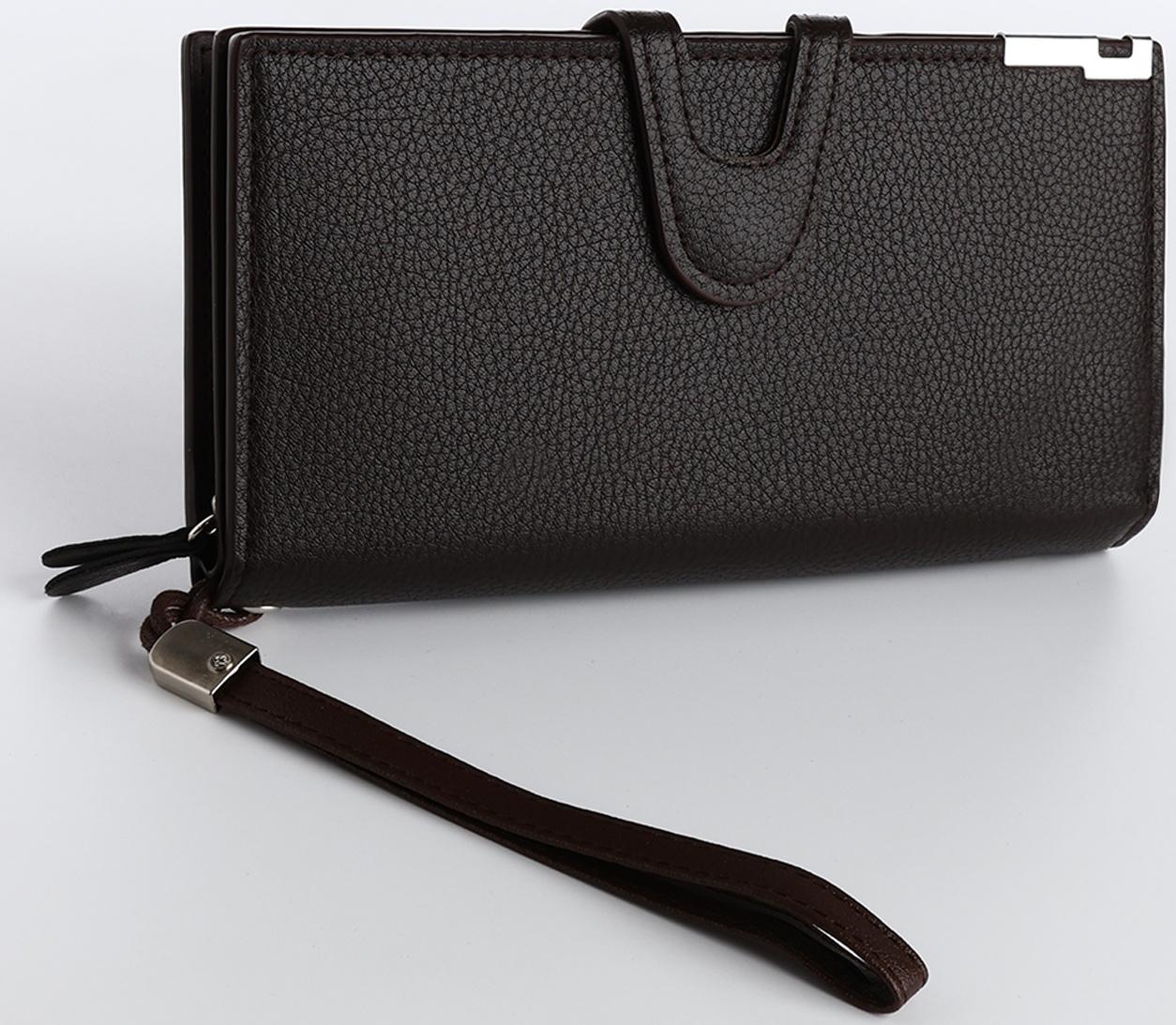 Портмоне на магните, зажим для купюр, отделение для сим-карт, цвет коричневый