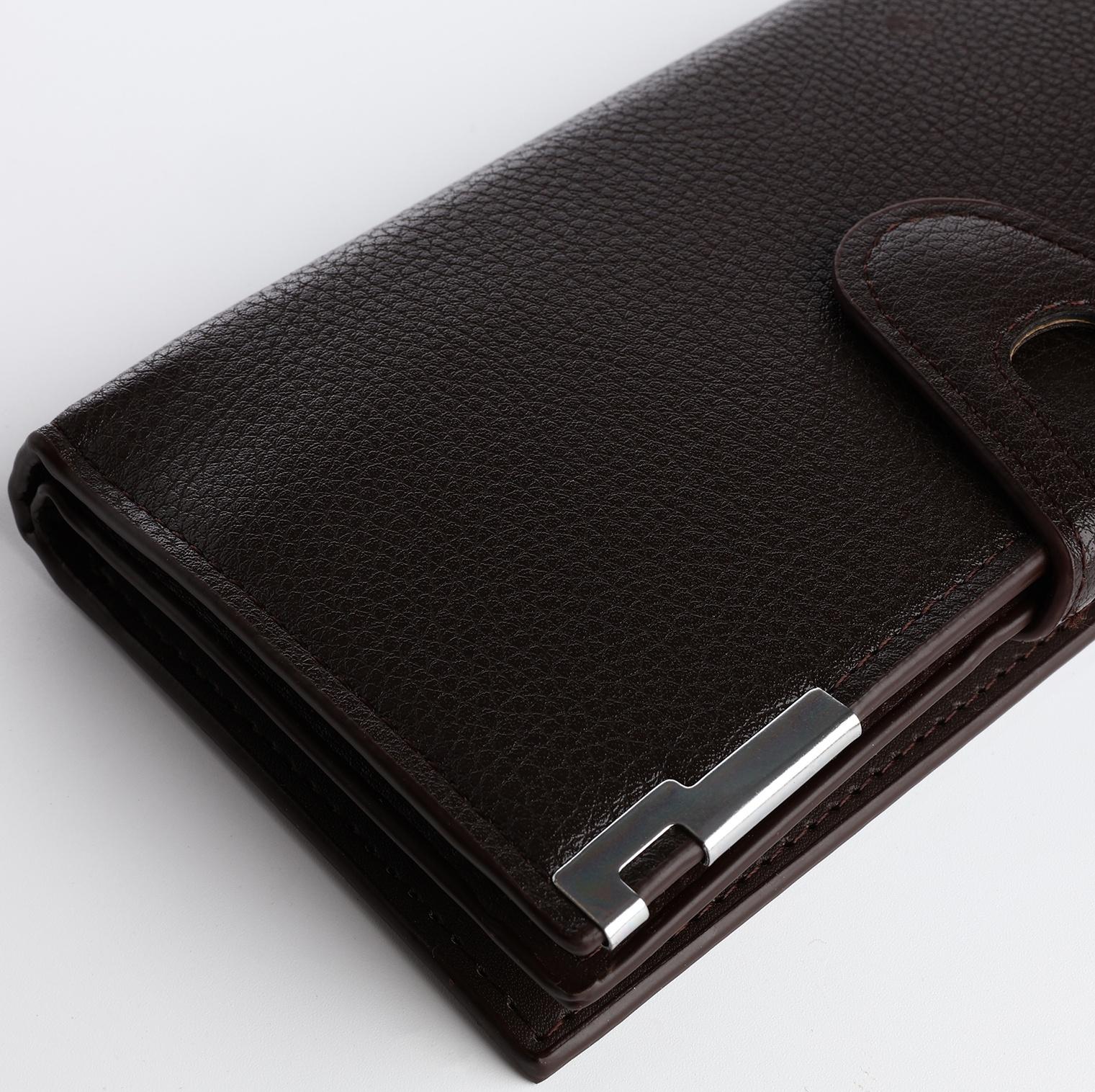 Портмоне на магните, зажим для купюр, отделение для сим-карт, цвет коричневый