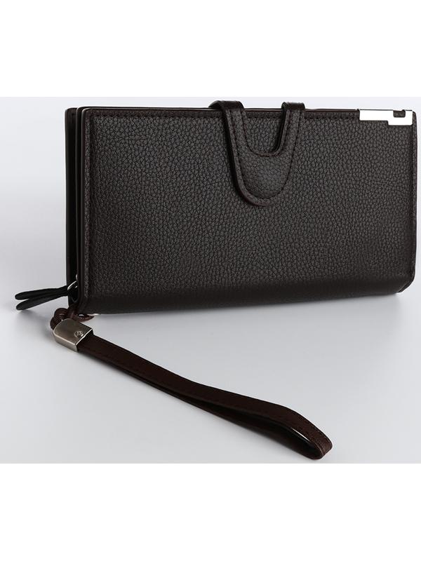 Портмоне на магните, зажим для купюр, отделение для сим-карт, цвет коричневый