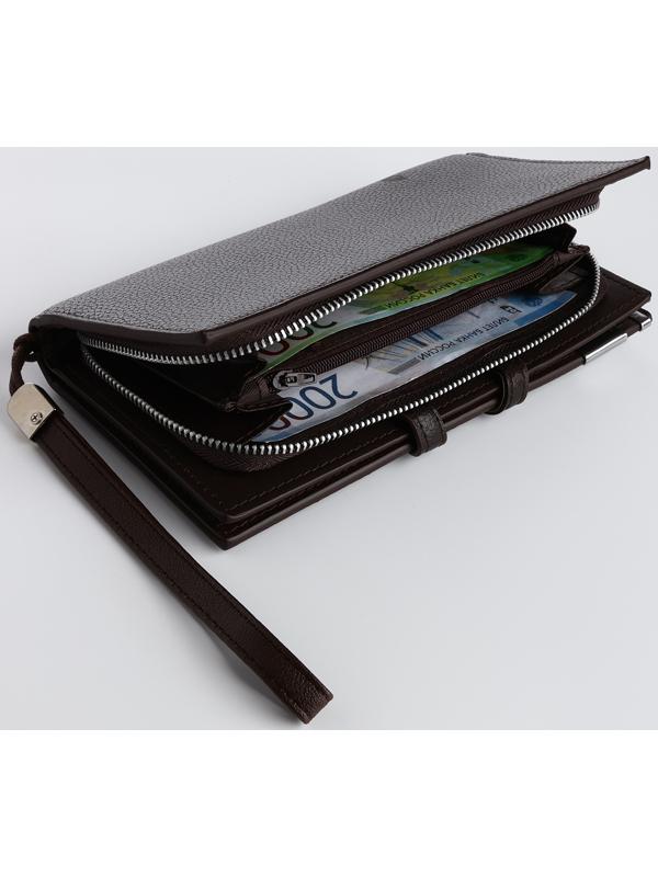 Портмоне на магните, зажим для купюр, отделение для сим-карт, цвет коричневый