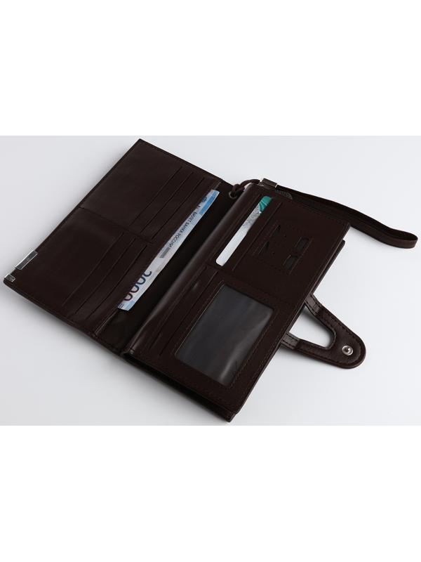 Портмоне на магните, зажим для купюр, отделение для сим-карт, цвет коричневый