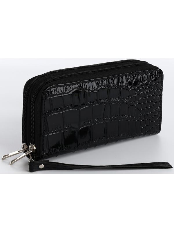 Кошелёк на молнии, цвет чёрный