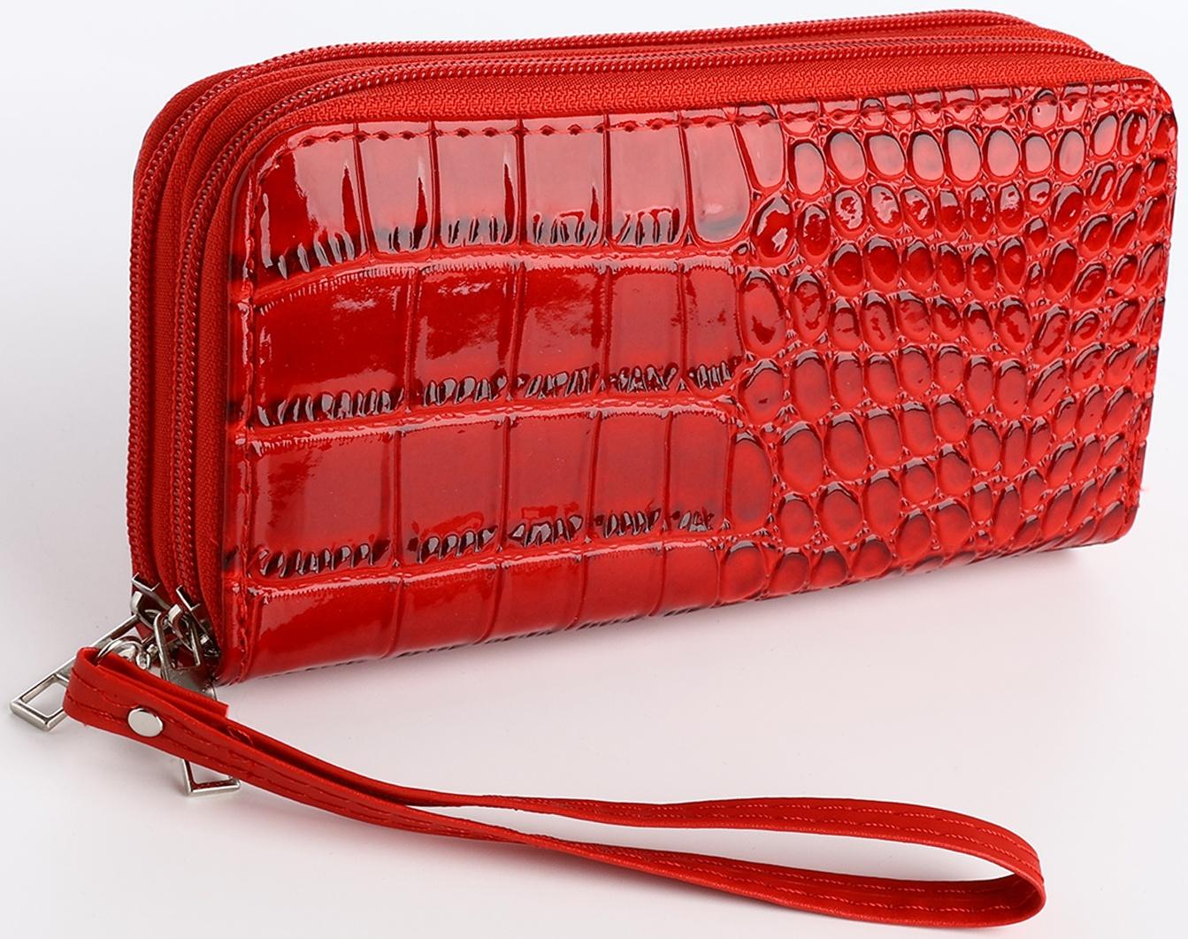 Кошелёк на молнии, цвет красный
