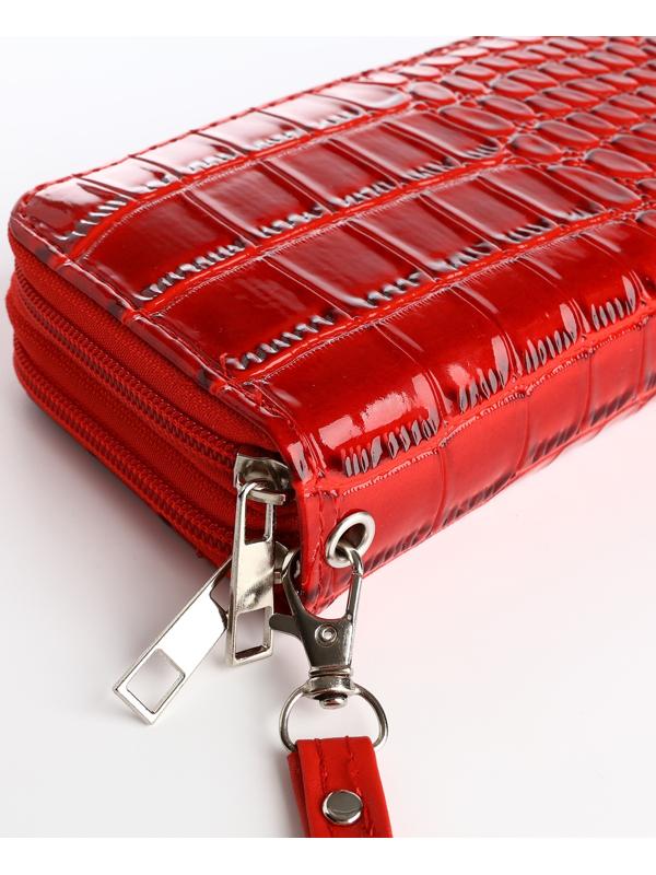 Кошелёк на молнии, цвет красный
