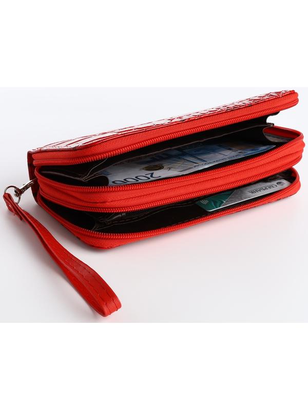 Кошелёк на молнии, цвет красный