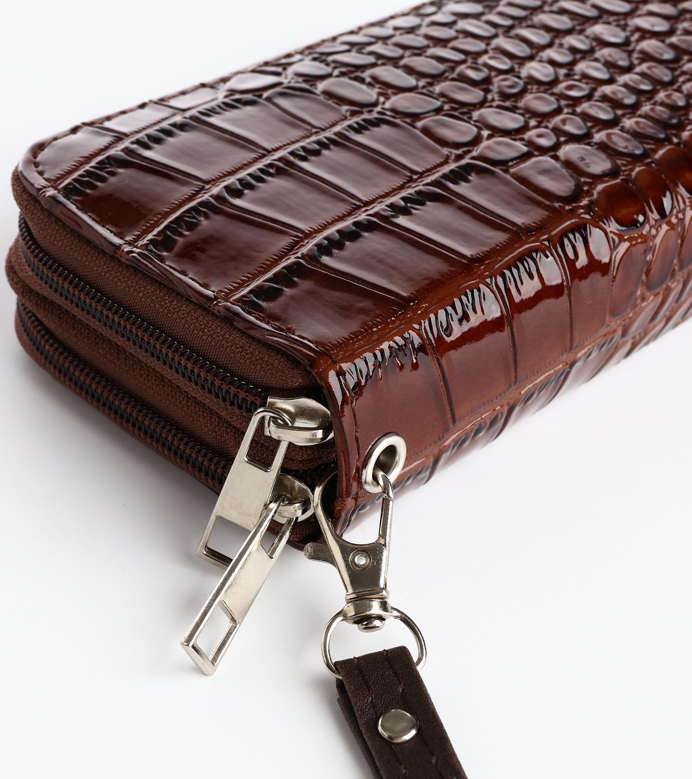 Кошелёк на молнии, цвет коричневый