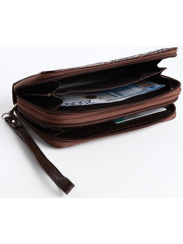 Кошелёк на молнии, цвет коричневый