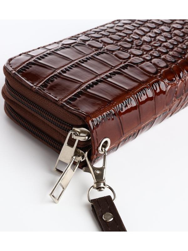 Кошелёк на молнии, цвет коричневый
