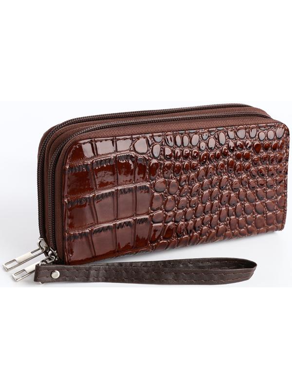 Кошелёк на молнии, цвет коричневый