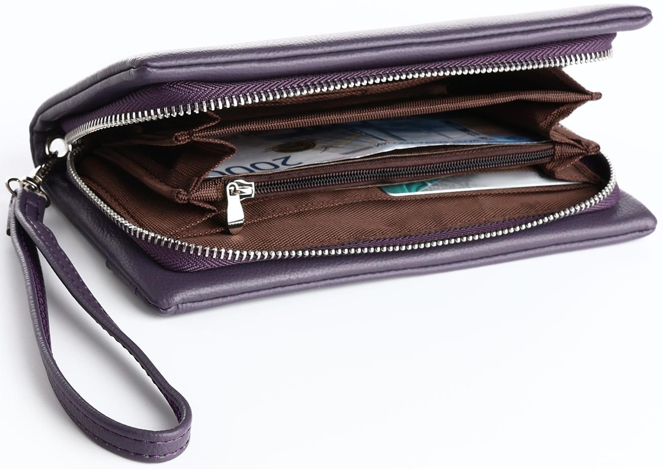 Кошелёк на молнии, цвет фиолетовый