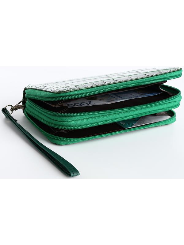 Кошелёк на молнии, цвет зелёный